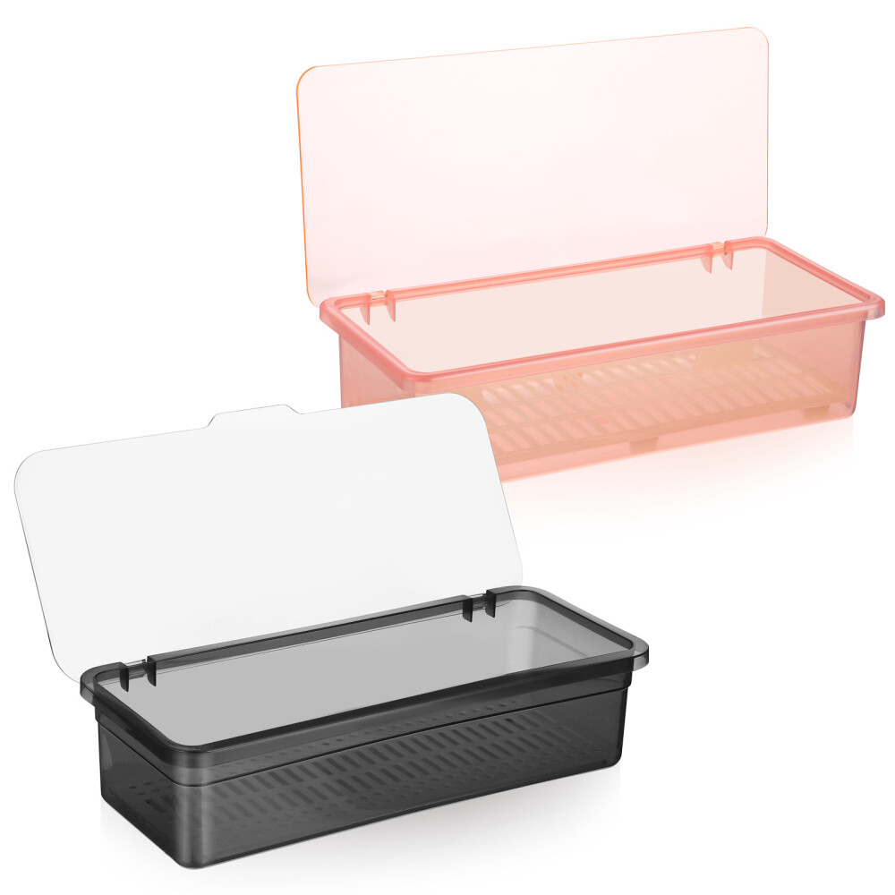2-Piece Cutlery Drain Box with Lid Flatware Trays Dinnerware Holders Silverware Organizers