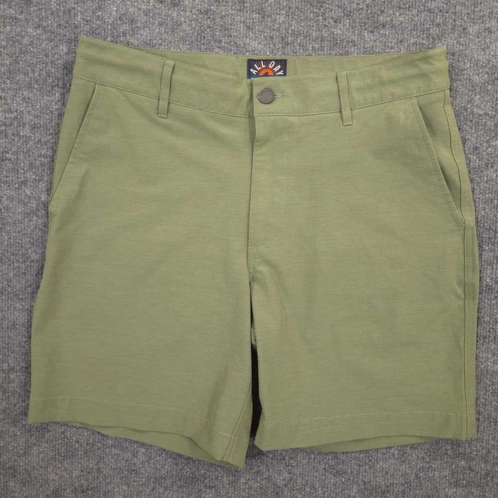 Faherty All Day Shorts Mens 31 Green Hybrid Performance Outdoor Hiking Swim
