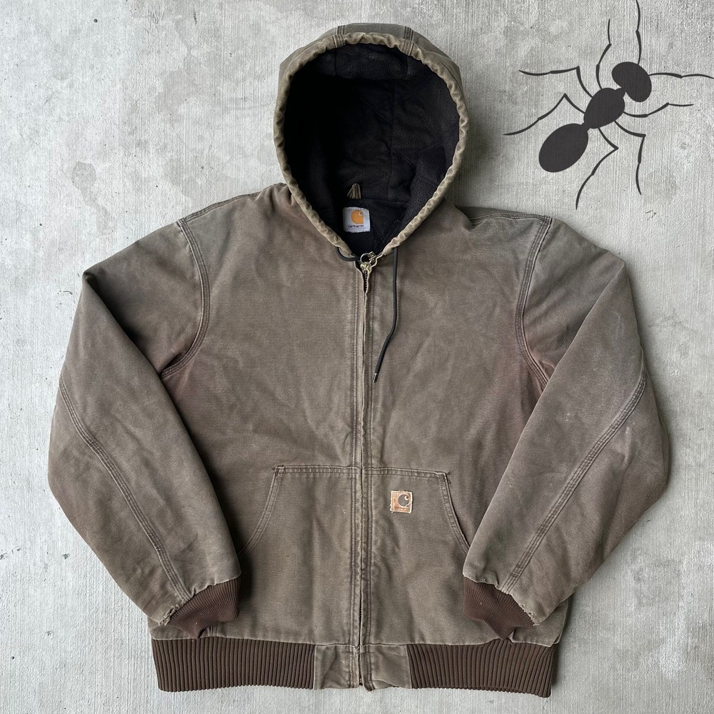 Vintage Y2K Carhartt brown hooded work wear jacket
