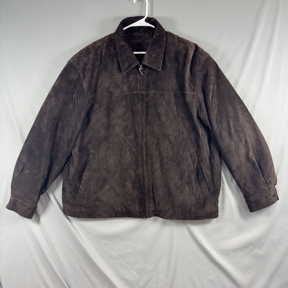 Roundtree & Yorke Brown Suede Leather Bomber Jacket Driving Coat Mens XL Insulat