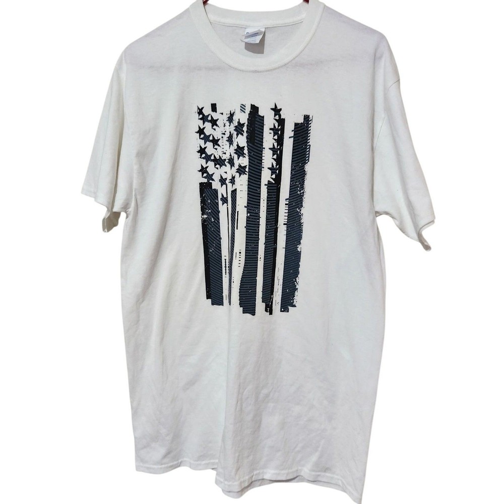 American Flag Tshirt Size Large Tall color White Patriotic USA.   New