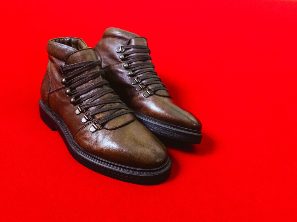 ALEXANDER HOTTO Men Leather Brown Hiker Boots US 7.5 / EU 40 - 41 Lace Up Shoes