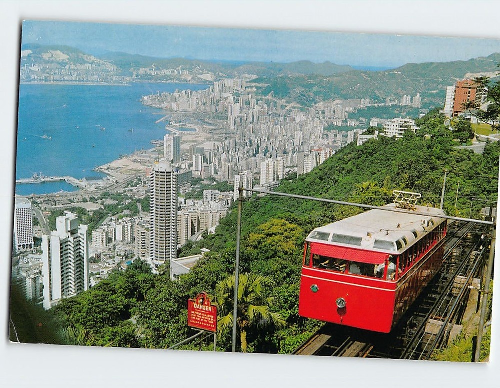 Postcard Aerial View Peak Tramway Hong Kong