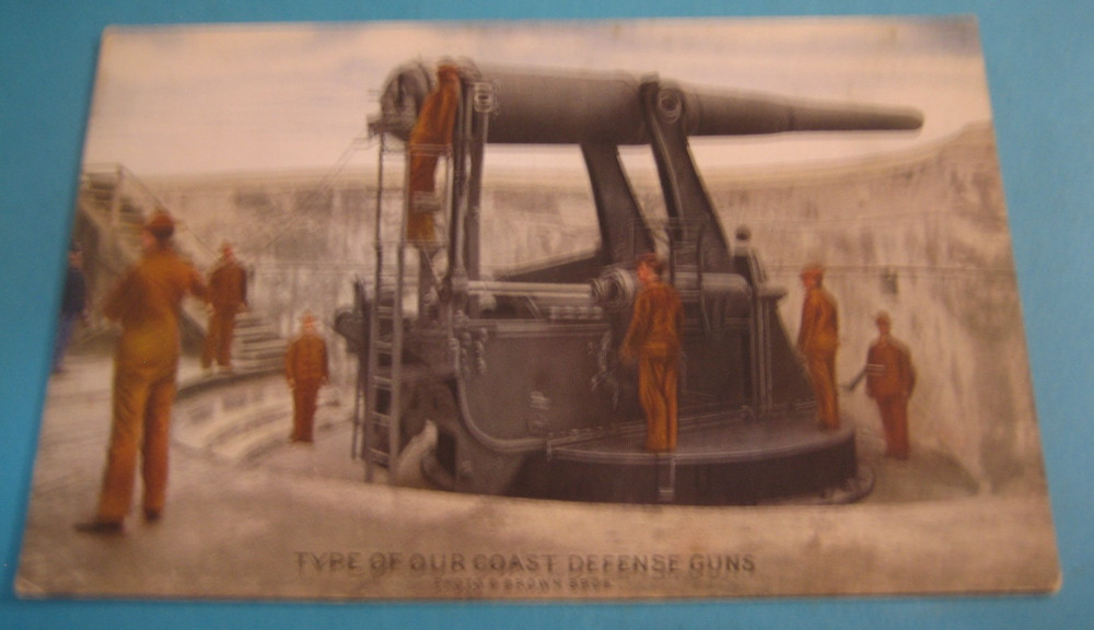 1900s MILITARY POSTCARD AMERICANA COAST DEFENSE GUN