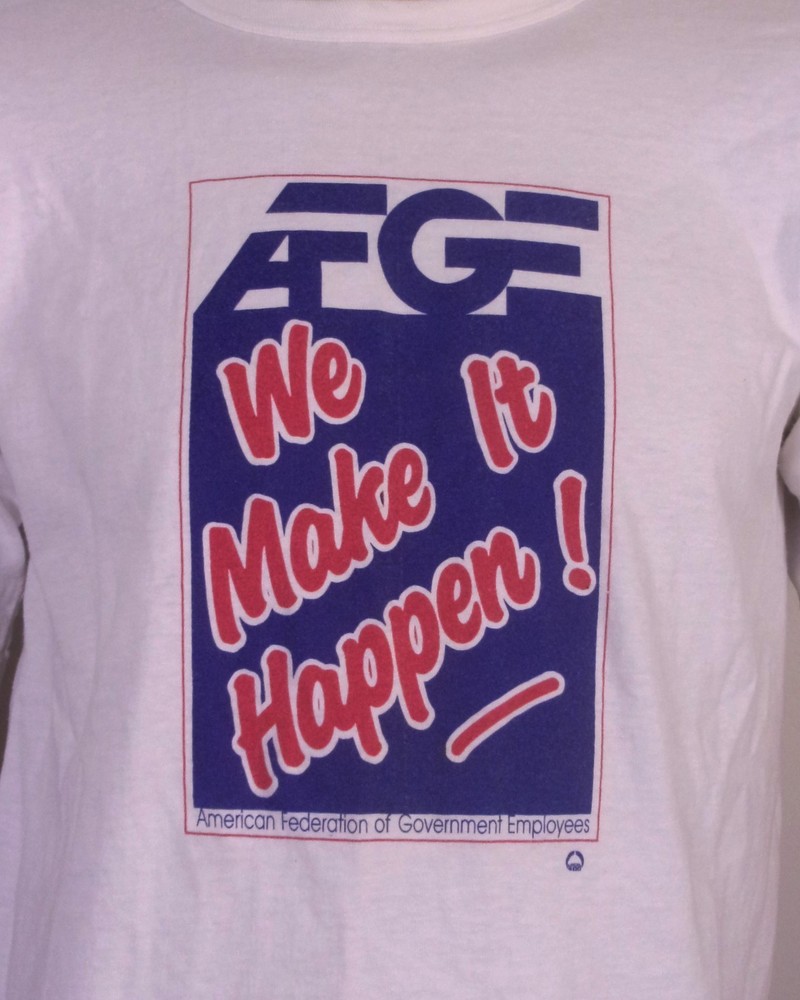vintage 80s Medallion single stitch AFGE Union T-Shirt USA We Make It Happen M
