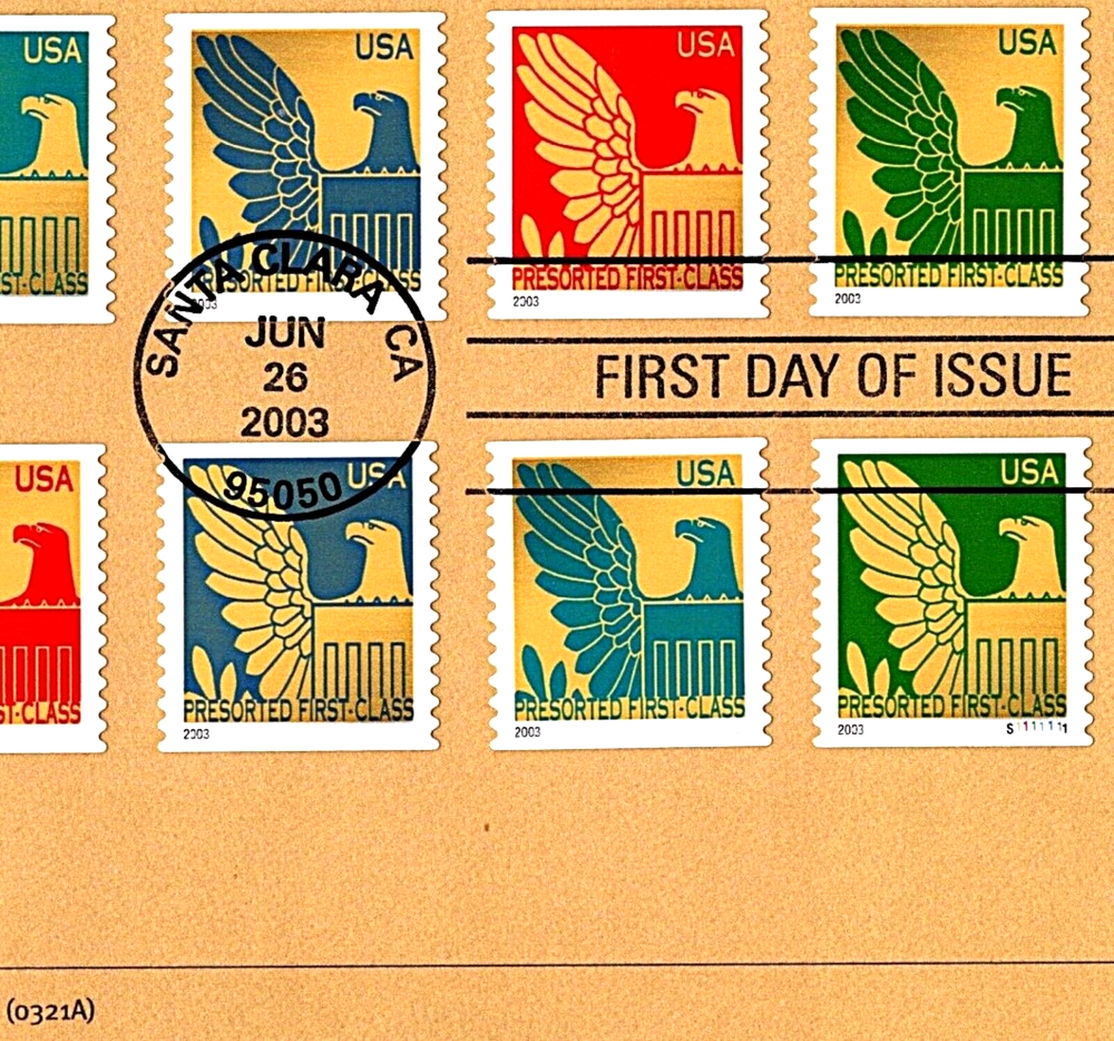 First Day Souvenir Cancellation Page FDC 3792-3801b Plate # Single PNC 2003-21A