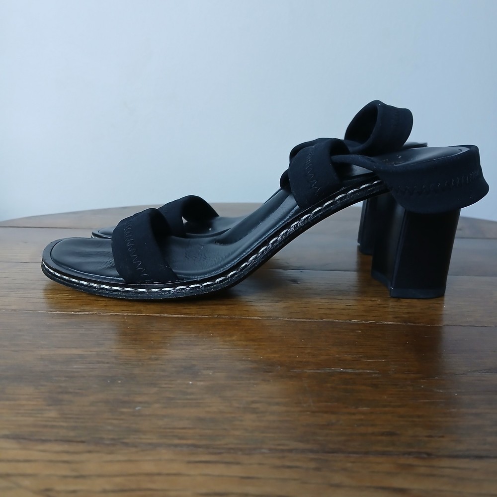 Donald J Pliner Women's Elastic Strap Block Heel Sandals - Black Sz 6Made in Italy