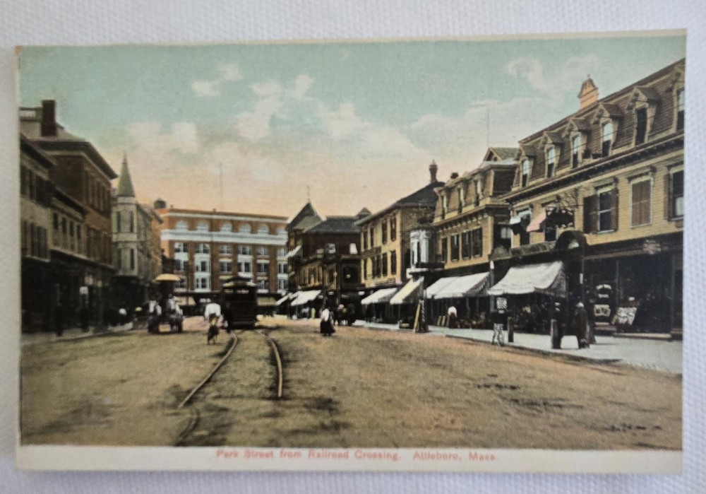 Park Street from Railroad Crossing, Attleboro, Mass. Vintage Post Card