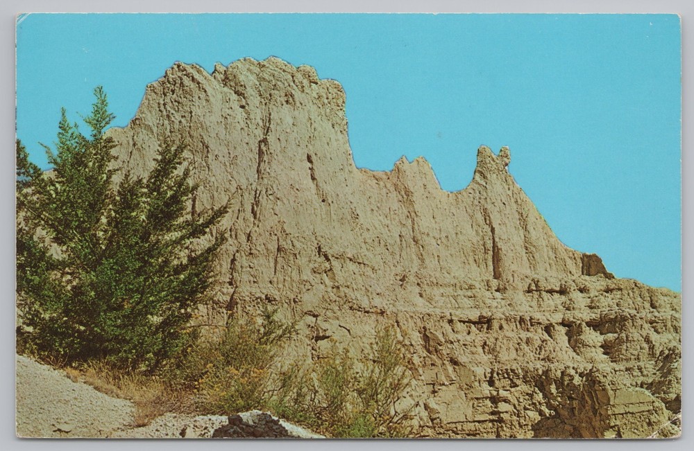 State View~Badlands South Dakota~Rock Formation~Indian Summer~Vintage Postcard