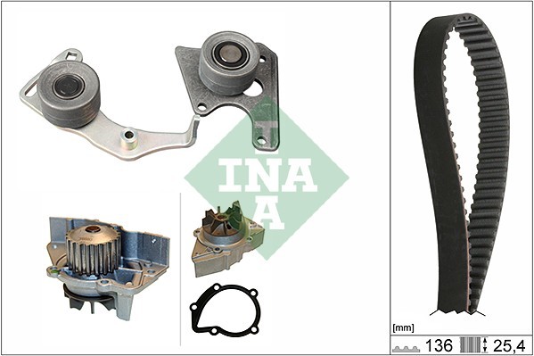 530 0096 31 INA Water Pump + Timing Belt Kit for Citroen, Fiat, Peugeot