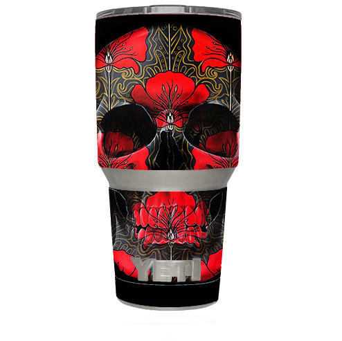 Skin Decal for Yeti 30 oz Tumbler Cup (6-piece kit) / Dark Flowers Skull Art