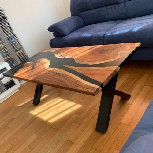 Mesa epoxi negra acacia mesa de madera río mesa de café decoración del hogar