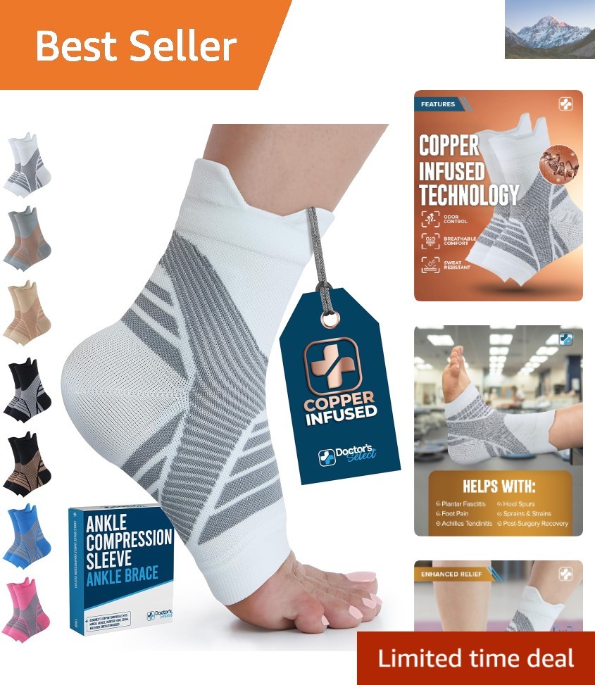 Toeless Copper Compression Socks - Achilles Support in Stylish White for Adults-image