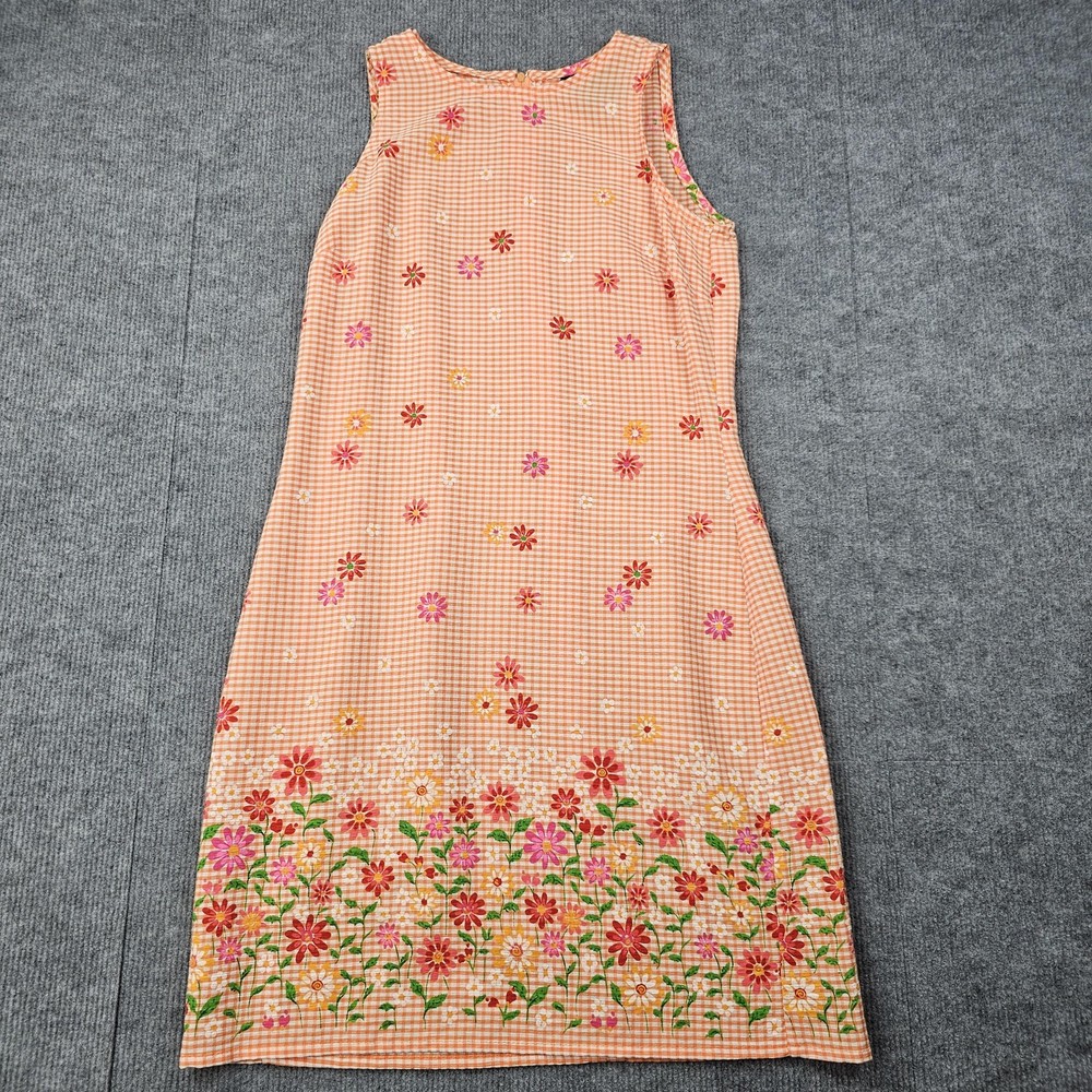 Vintage No Boundaries Dress Womens 7 Y2K Gingham Orange Floral Picnic Phoebe 90s