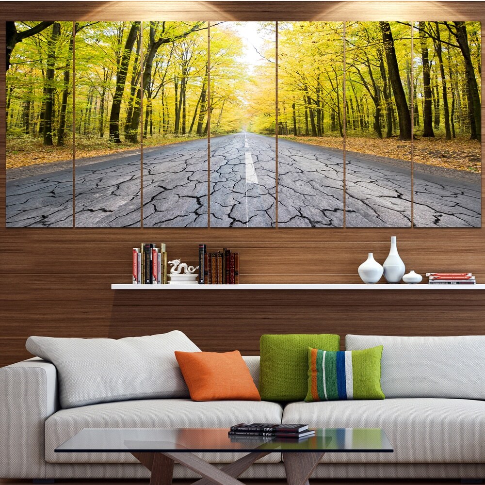 Cracked Road in the Forest - Oversized Landscape Wall Art by Designart - Stunning Nature-Inspired Décor for Modern Interiors