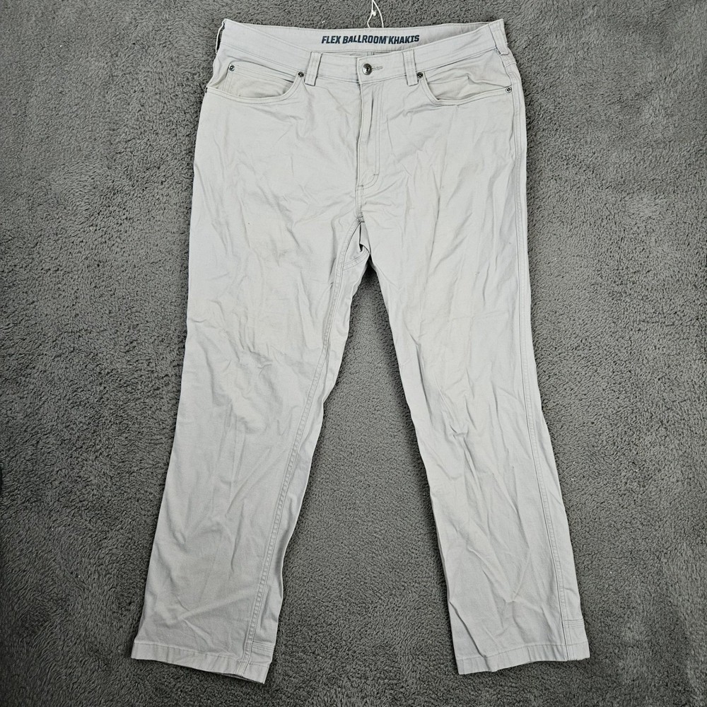Duluth Trading Co Flex Ballroom Khakis Mens 36x32 Relaxed Fit Gray Work Pants