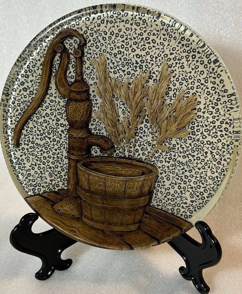 Colorflo Lucite Resin Trivet Water Pump Wheat Farmhouse 8in Handmade 1970s VTG