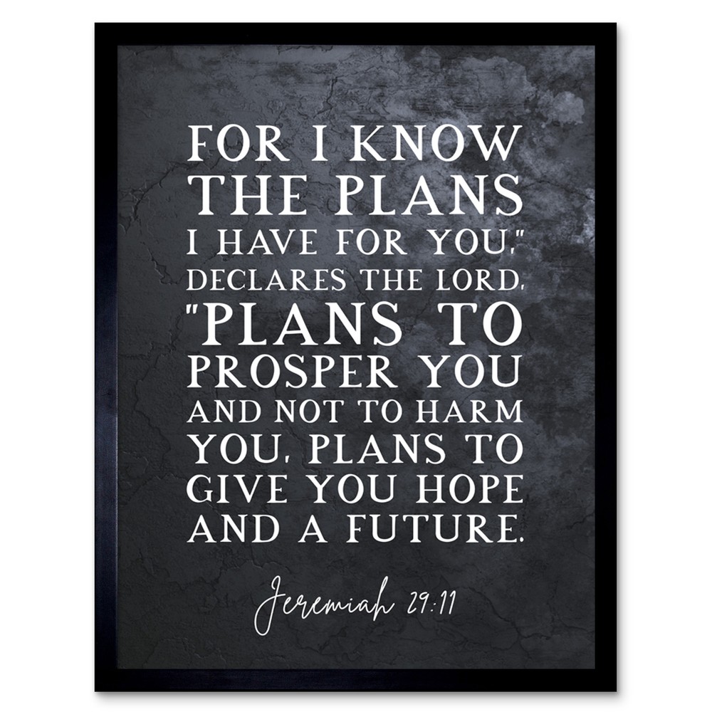 Jeremiah 29:11 Know The Plans I Have For You to Give Hope Bible Art Framed 12x16