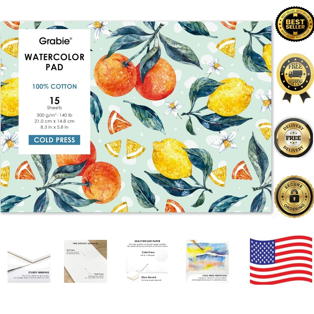 Acid-Free Cold Pressed Watercolor Pad - 15 Sheets A5 8.3 x 5.8
