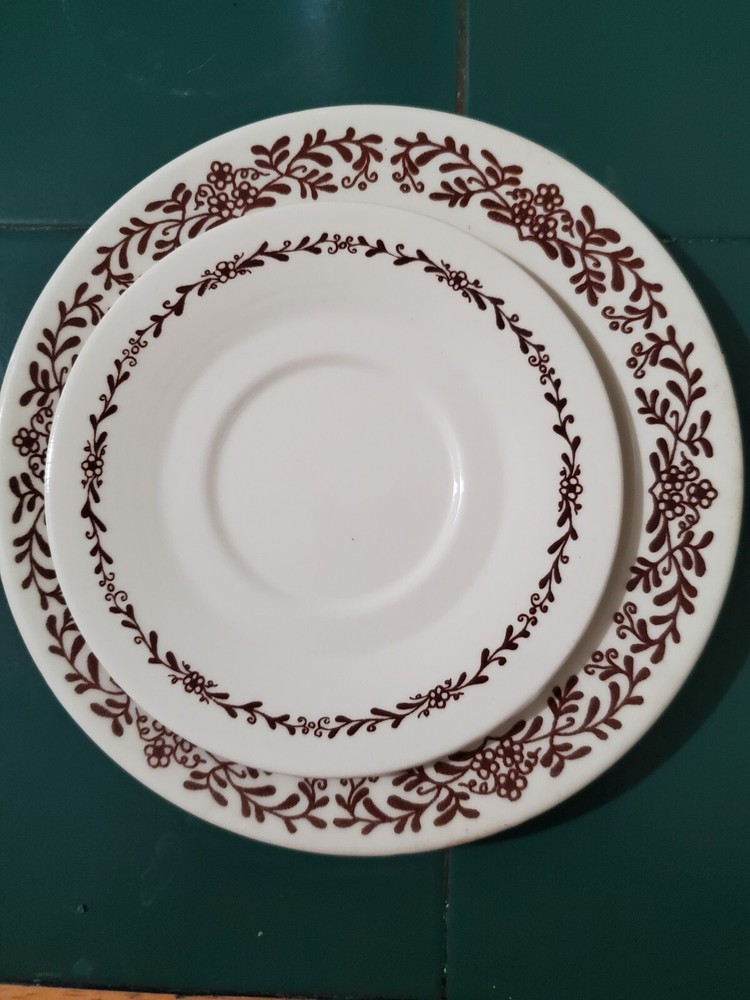 Vntg 2 Oxford 1970s Style Salad Dessert Plate Brown Floral Design, Replacement