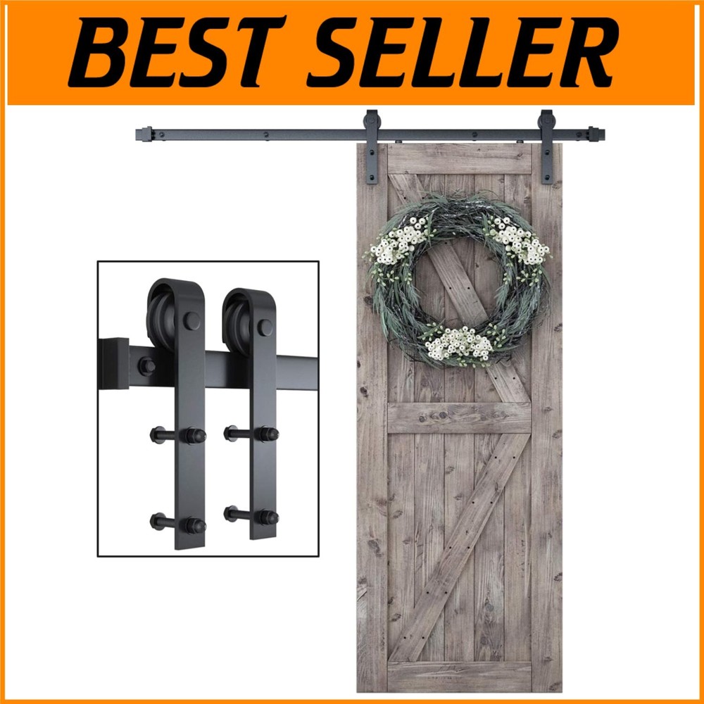 6 Feet Heavy-Duty Sliding Barn Door Hardware Kit for Smooth Modern Elegance