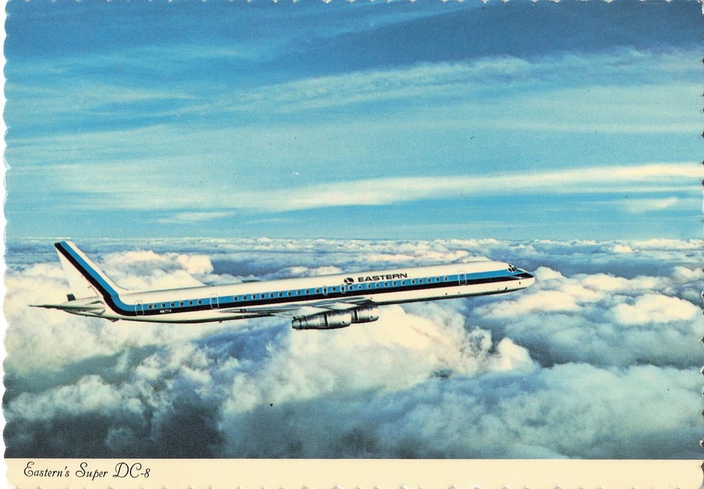 Easter Air Lines Airplane Super DC-8 DC8 Jets Planes Aviation Vintage Postcard