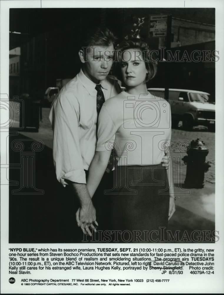 1993 Press Photo David Caruso and Laura Hughes Kelly star in 