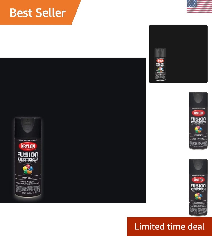 Krylon 12 oz Rust-Resistant Satin Black Spray Paint – Effortless, Durable Finish