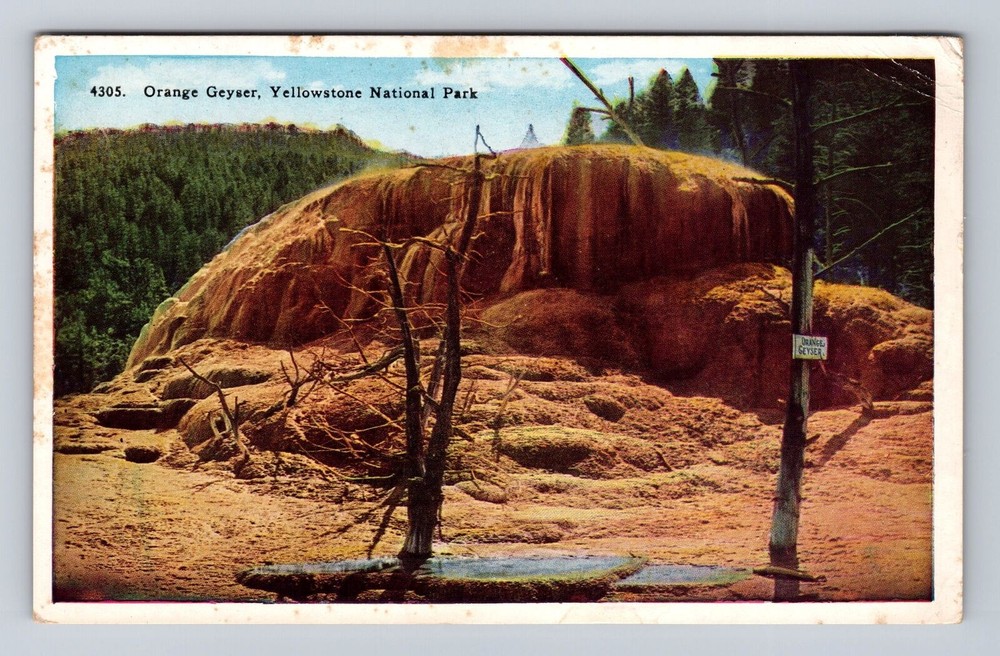 Yellowstone National Park, Orange Geyser, Series #4305, Vintage c1939 Postcard