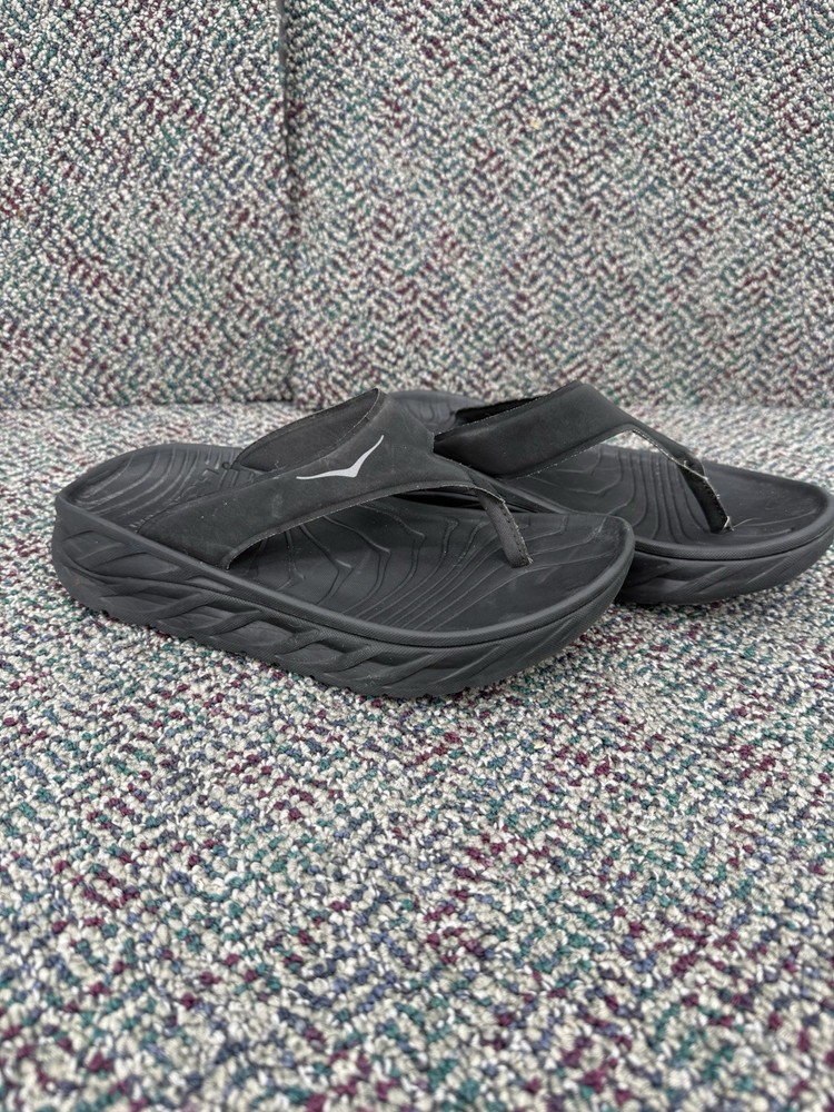 Hoka One One Ora Recovery Sandals Thong Black Comfort Slides Women Size 8