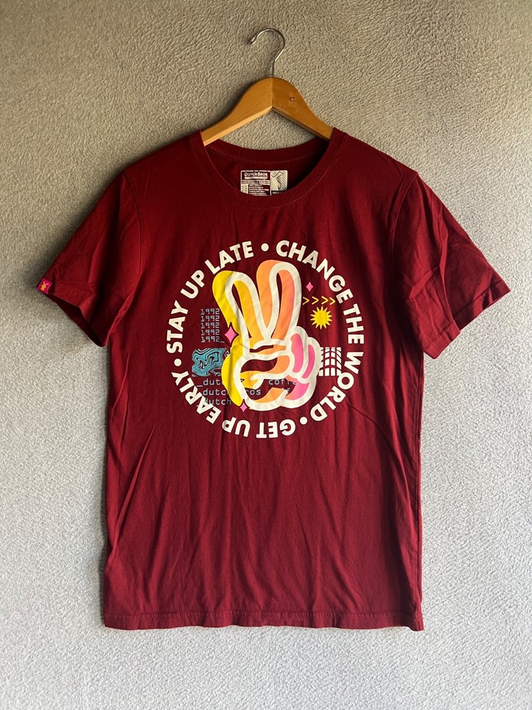DutchBros Shirt Unisex Medium Red Graphic Print Short Sleeve