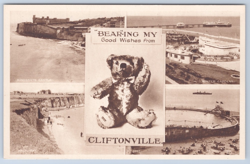England UK Cliftonville Kent Kingsgate Castle “Bearing My Good Wishes” Postcard