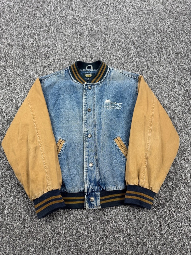 Vtg Dunbrooke Denim Jacket Men Medium Letterman Varsity College Stadium Bomber