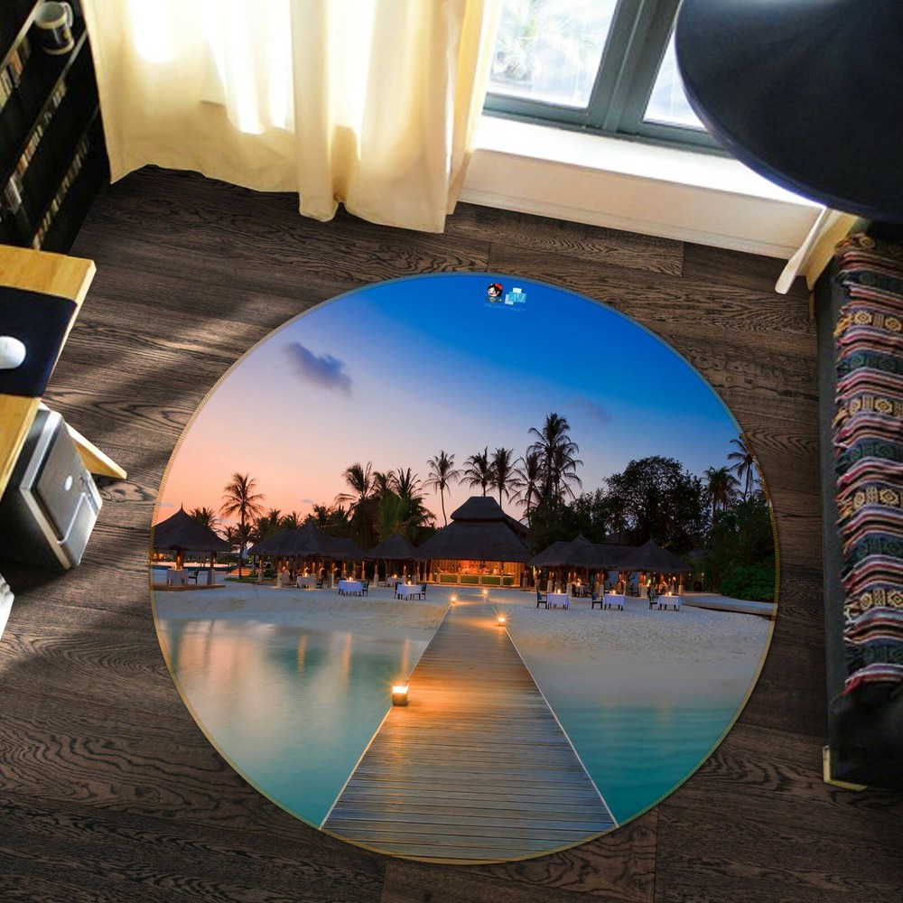 3D Maldives Wooden Bridge NAO3914 Game Rug Mat Elegant Photo Carpet Mat Fay