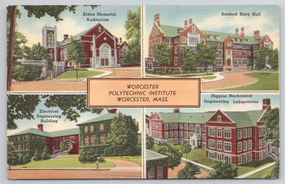 4 Pic Multi View Greetings From Worcester Polytechnic Institute MA Postcard AL12