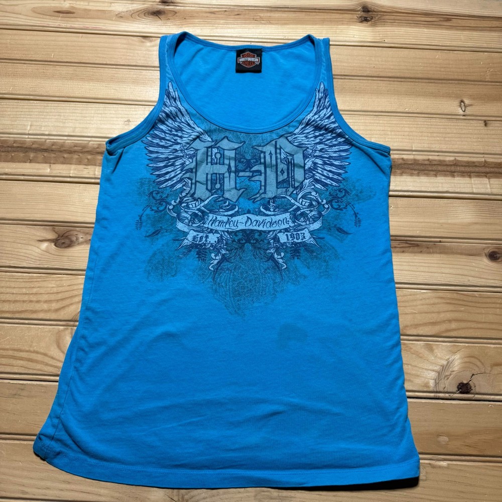 Vintage Y2K Harley Davidson Silver Eagle Waterloo Iowa Streetwear Tank Top Large