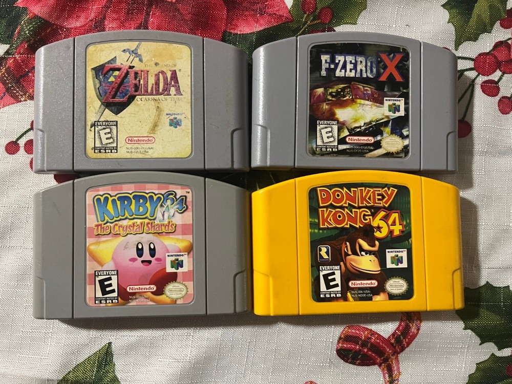 N64 Bundle 4 Iconic Games – Zelda, Kirby, Donkey Kong, F-Zero – Tested & Working