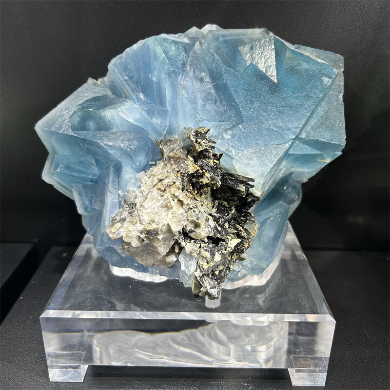 16.4LB Rare Large Natural Blue Fluorite Quartz Crystal Mineral Specimen