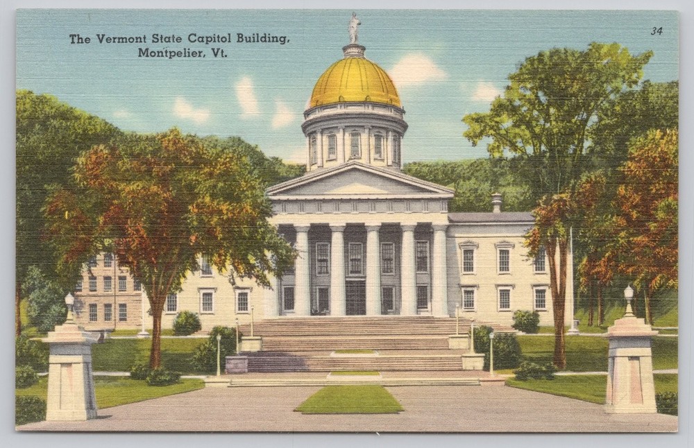 Vintage Linen Postcard Vermont State Capitol Montpelier VT