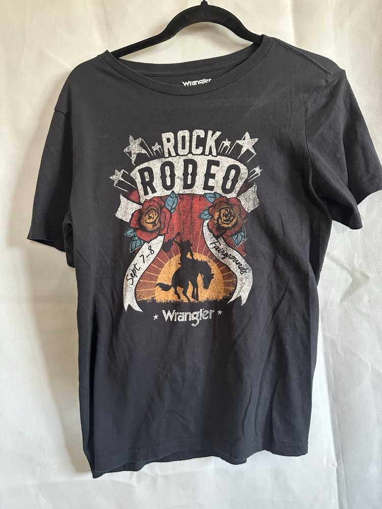 WRANGLER Women’s Black Retro Rock Rodeo Size M T-Shirt