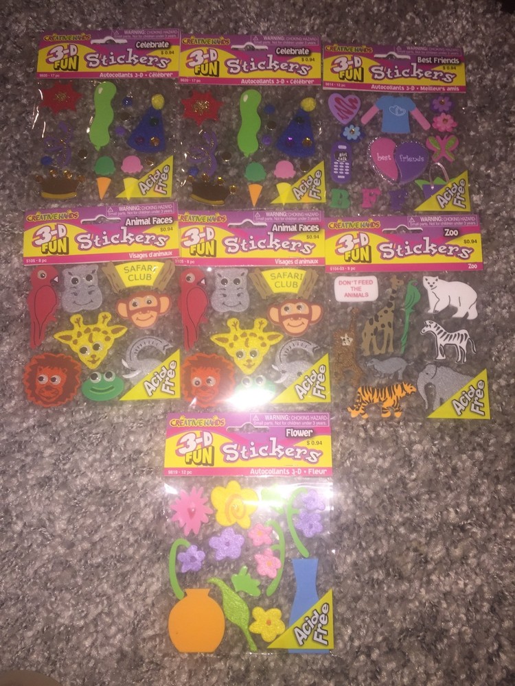 3-D Fun Stickers Lot Of 7 Packs Acid Free Scrapbooking Crafts-image