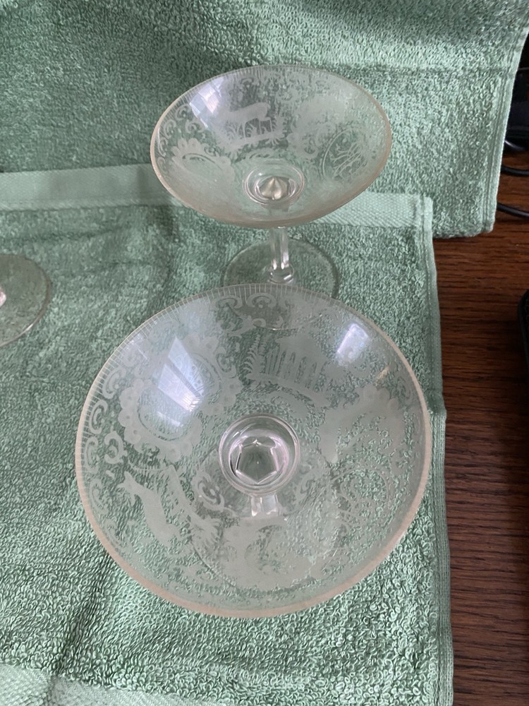 Etched Crystal Martini Glasses Vintage