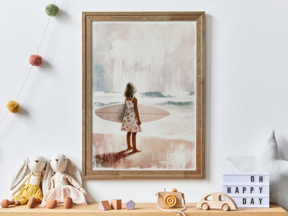 Surfing Nursery Decor Girl Surfer Girl Beach Nursery Art Surf Theme Art Kids