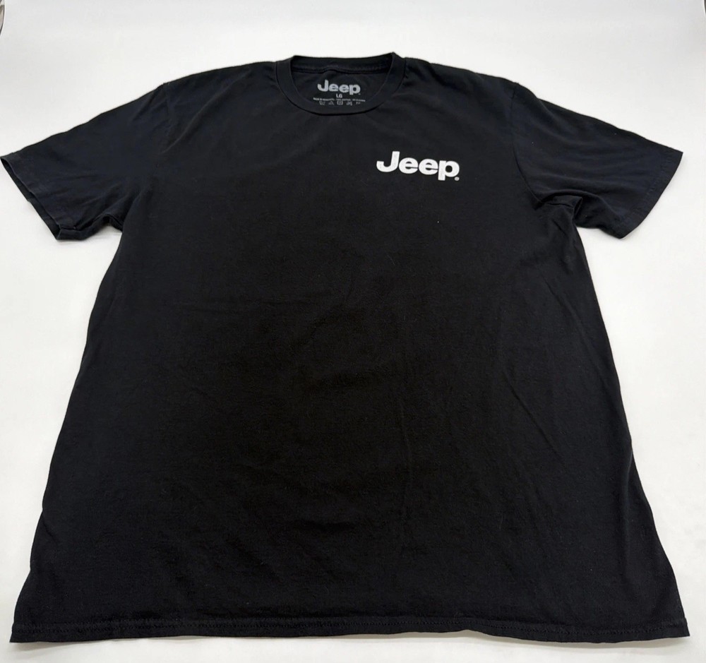 Jeep T-shirt Men L Black Graphic Print Logo 100% Cotton.#46420