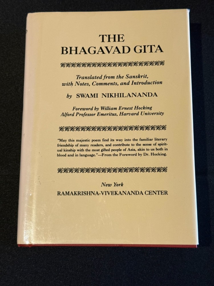 The Bhagavad Gita Swami Nikhilananda Ramakrishna-Vivekananda Center 2004 HC BK