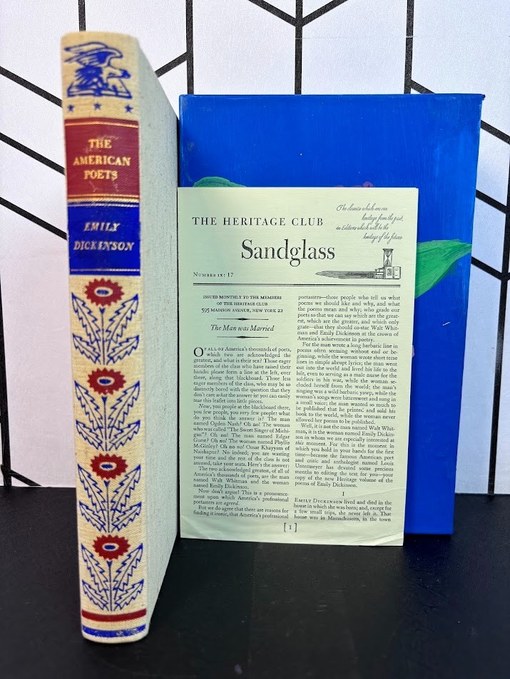 Emily Dickinson Poems Heritage Club 1952 Hardcover Sandglass Painted Slipcase
