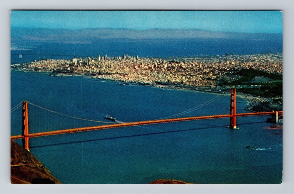 San Francisco CA-California Aerial View Of Gen Gate Bridge Vintage Postcard