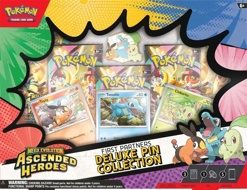 Pokemon TCG Mega Evolution Ascended Heroes First Partners Deluxe Pin, Collection