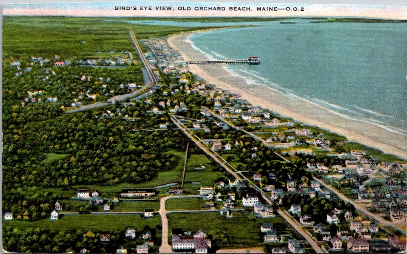 Vintage Postcard Aerial View of Old Orchard Beach Maine ME c.1930-1945      S357
