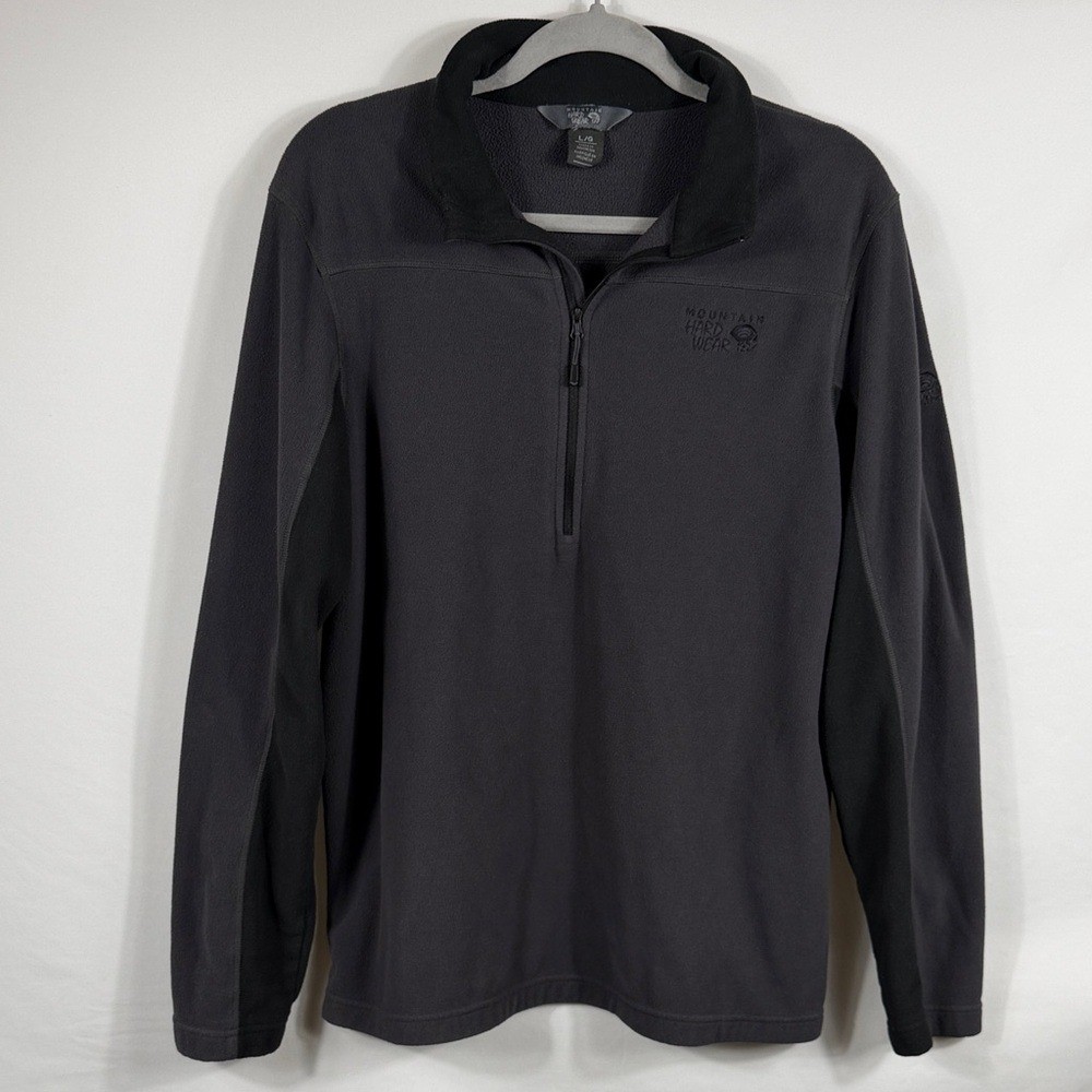 Mountain Hardwear Gray & Black 1/2 Zip Fleece Pullover. Men's Size Large